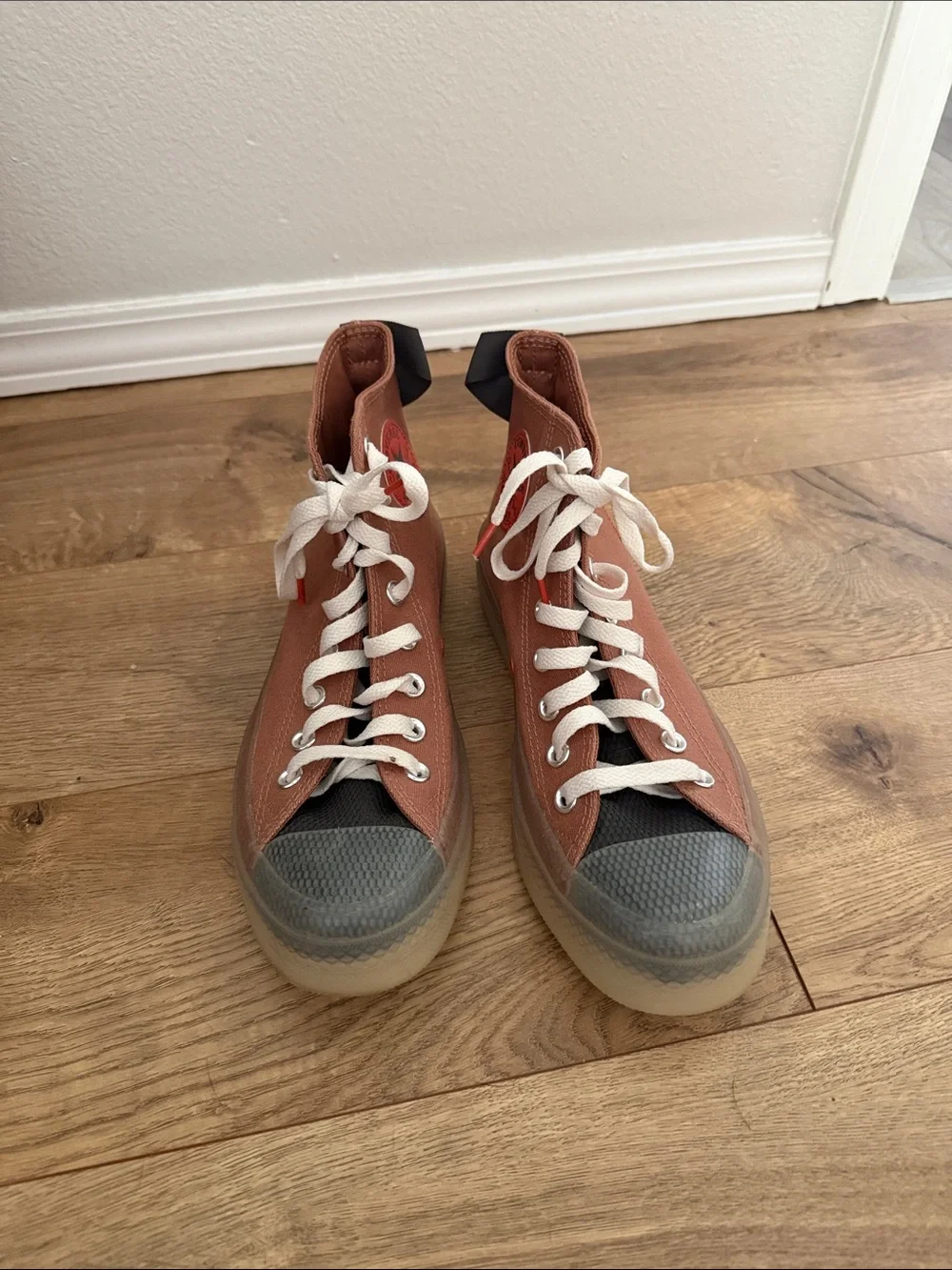 Converse High Top Sneakers - Rust Orange with Black Toe - Picture 2 of 7